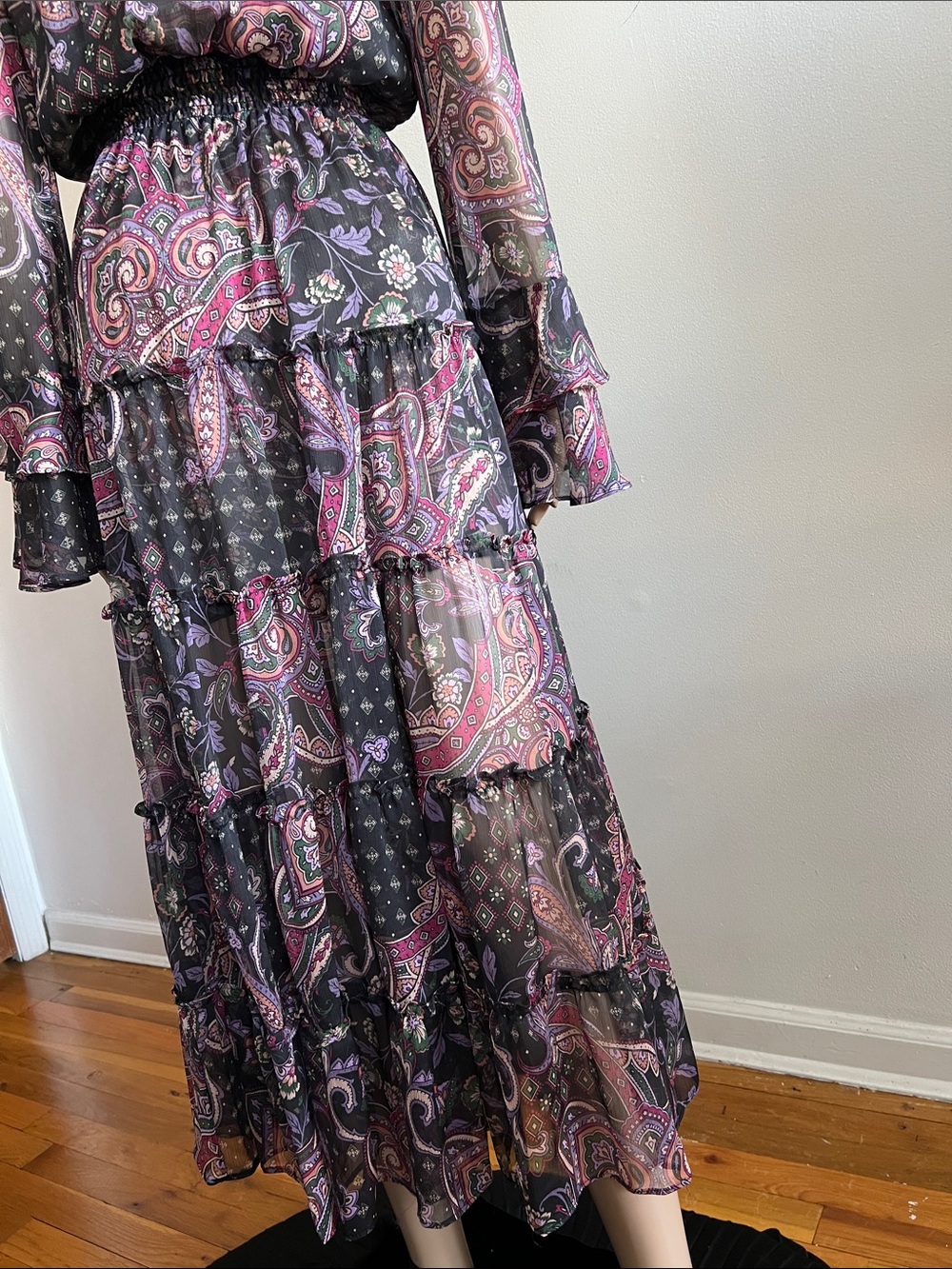MISA LOS ANGELES BETHANY Maxi Dress Color: Gypset Long Sleeve Size XS - Picture 16 of 17